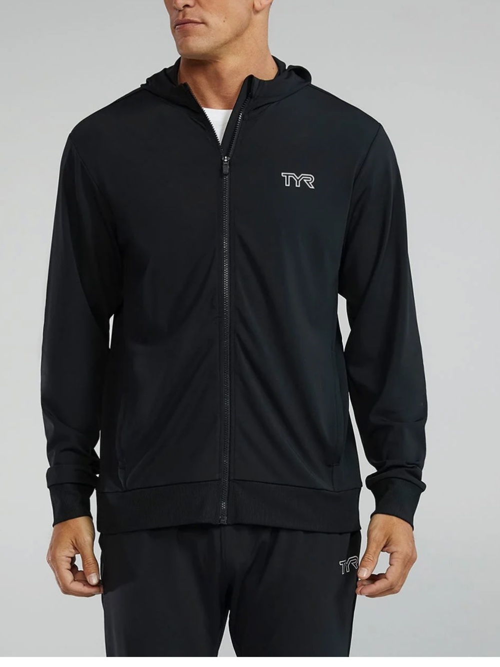 TYR Apparel TECH Men’s Sweat Zip Hoodie Shirt - Black - Size Medium